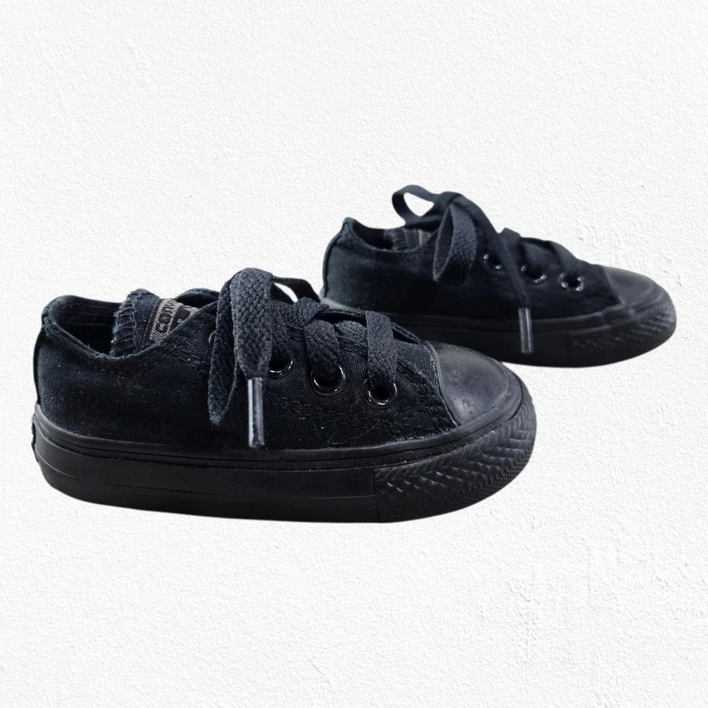 Converse All Star Chuck Taylor Low Top Sneakers Black Monochrome Infant Size 4